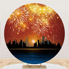 Lovely Warmful Moon Bear Balloon Space Round Backdrop