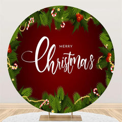 Round Stripe Wooden And Leaves Happy Birthday Backdrop