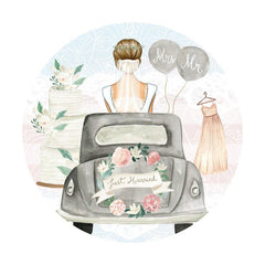 Lofaris Circle Grey Car And Floral Wedding Backdrop For Party