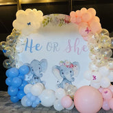 Lofaris Circle He Or She Round Elephant Baby Shower Backdrop