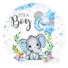 Lofaris Circle Its A Boy Elephant Baby Shower Backdrop Banner
