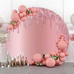 Pink Floral Green Cactus Round Bridal Shower Backdrop