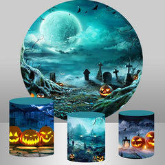 Lofaris Circle Moon Pumpkin Lantern Happy Halloween Backdrop