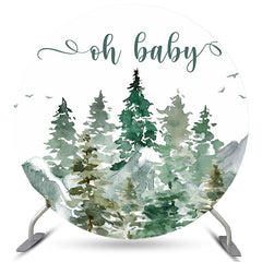 Light Blue Wooden Lighting Round Baby Shower Backdrop