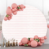 Lofaris Circle Pink And White Stripes Birthday Party Backdrop