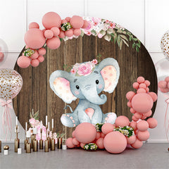 Pink Floral Oh Baby Round Wooden Baby Shower Backdrop