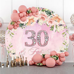 Floral Flowers Pink Bow Grey Rabbit Round Backdrops for Party