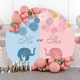 Lofaris Circle Pink Or Blue Little Elephant Baby Shower Backdrop