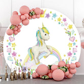 Lofaris Circle Rainbow And White Horse Baby Shower Backdrop