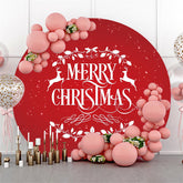 Lofaris Circle Red Leaves Merry Christmas Happy Holiday Backdrop