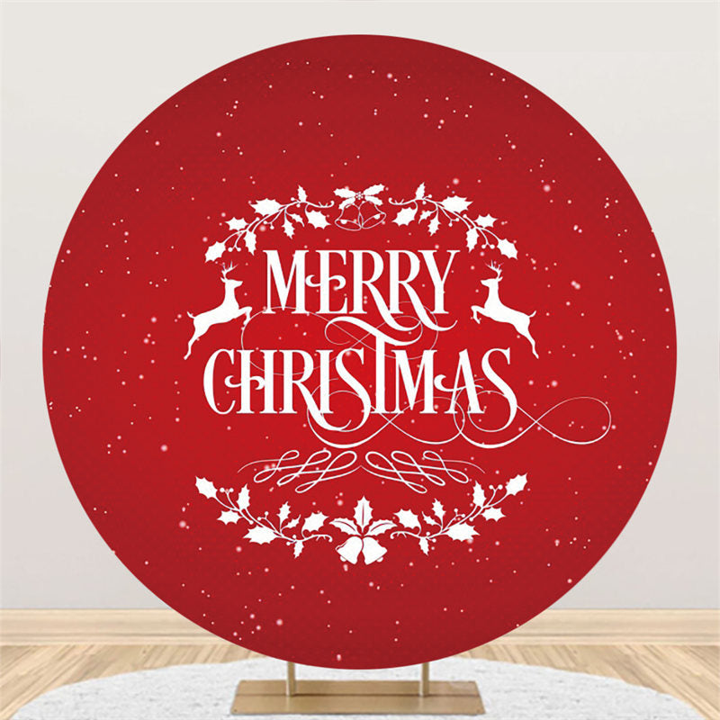 Lofaris Circle Red Leaves Merry Christmas Happy Holiday Backdrop