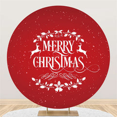 Lofaris Circle Red Leaves Merry Christmas Happy Holiday Backdrop
