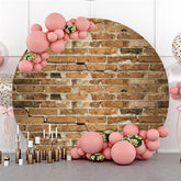 Lofaris Circle Simple Light Red Bricks Birthday Party Backdrop