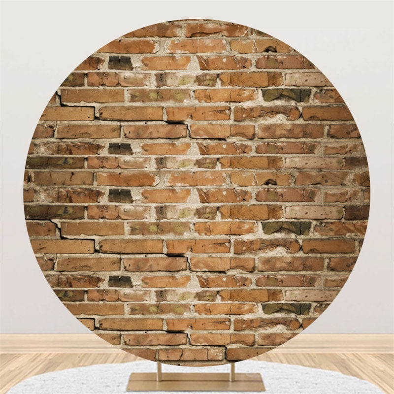 Lofaris Circle Simple Light Red Bricks Birthday Party Backdrop