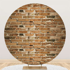 Lofaris Circle Simple Light Red Bricks Birthday Party Backdrop