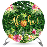 Lofaris Circle Summer Aloha Pineapple Happy Birthday Backdrop