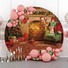 Simple Wooden Circle Wedding Party Decoration Backdrop