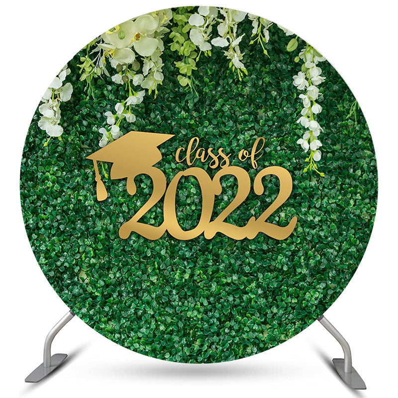 Lofaris Circle White Floral Green Leaf Class Of 2022 Backdrop