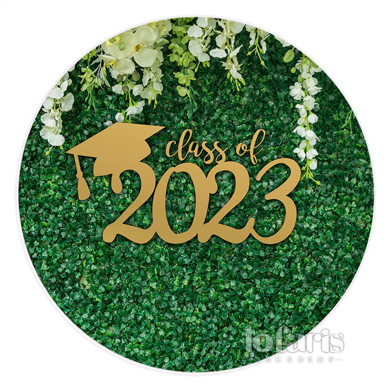 Lofaris Circle White Floral Green Leaf Class Of 2023 Backdrop
