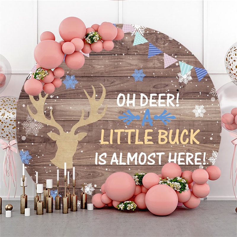 Lofaris Circle Wooden And Deer Baby Shower Backdrop For Boy