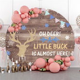 Lofaris Circle Wooden And Deer Baby Shower Backdrop For Boy