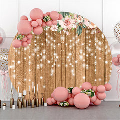 Circle Nature Simple Brown Wood Birthday Backdrops