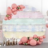 Lofaris Circle Wooden Colored Simple Happy Birthday Backdrop