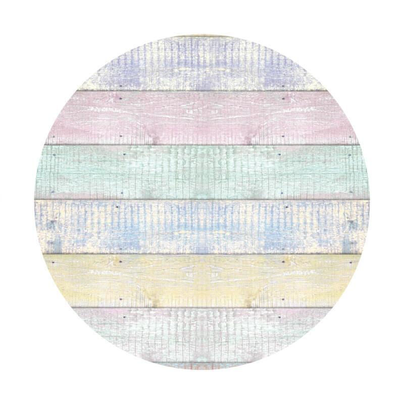 Lofaris Circle Wooden Colored Simple Happy Birthday Backdrop