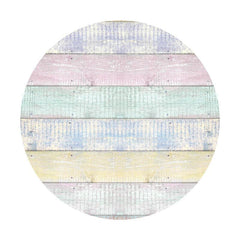 Lofaris Circle Wooden Colored Simple Happy Birthday Backdrop