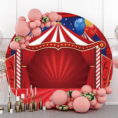 Glitter Circle Green-White Stripes Congrategrad Backdrop