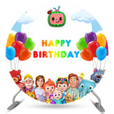 Lofaris Coco Family Colorful Happy Birthday Circle Backdrop