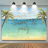 Lofaris Coconet Tree Summer Beach Sweet 16th Birthday Backdrop