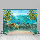 Lofaris Coconut And Turtles Summer Beach Birthday Backdrop