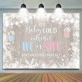 Lofaris Cold Winter Snowflake Gender Reveal Baby Shower Backdrop