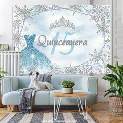 Lofaris Cold Winter With Crown Happy 15Th Birthday Backdrop
