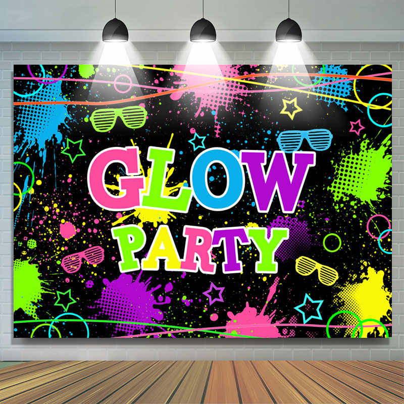 Lofaris Colored And Graffiti Glow Party Birthday Backdrop