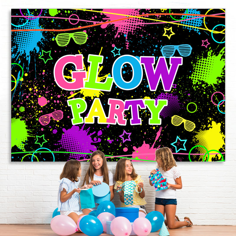 Lofaris Colored And Graffiti Glow Party Birthday Backdrop