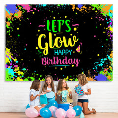 Lofaris Colored And Graffiti Happy Lets Glow Birthday Bcakdrop