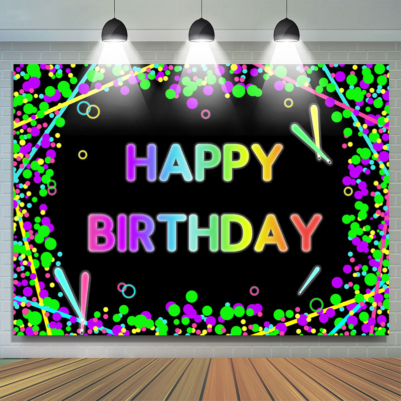 Lofaris Colored Circle With Abstract Lines Birthday Backdrop
