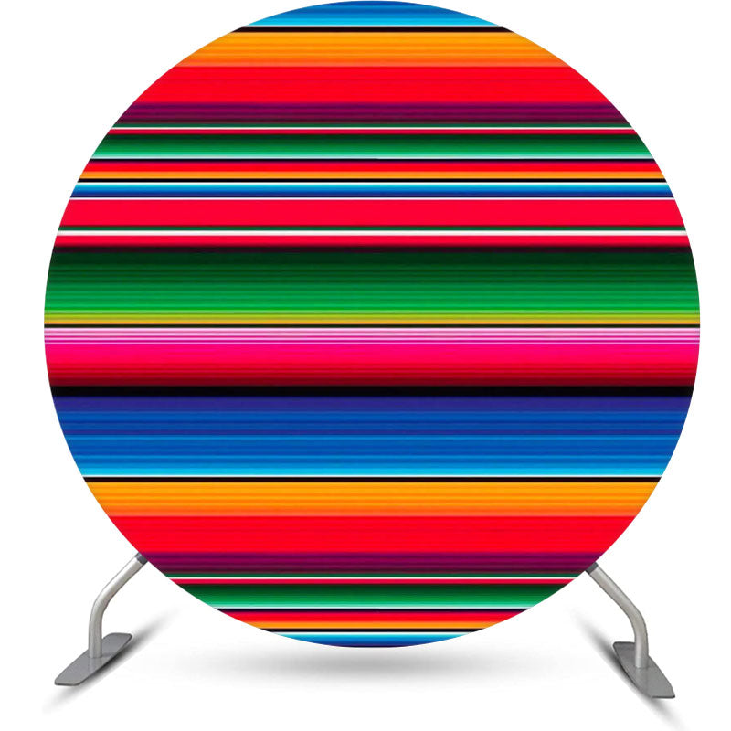 Lofaris Colored Dark Simple Lines Circle Birthday Backdrop