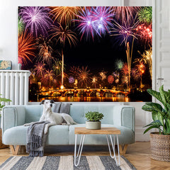 Lofaris Colored Firewokes And Lights Night Birthday Backdrop