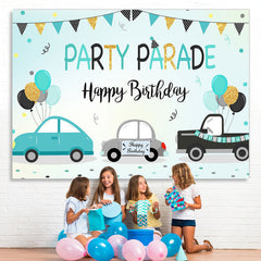 Lofaris Colored Flag Car Party Parade Happy Birthday Backdrop