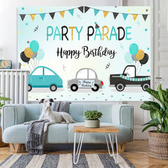 Lofaris Colored Flag Car Party Parade Happy Birthday Backdrop