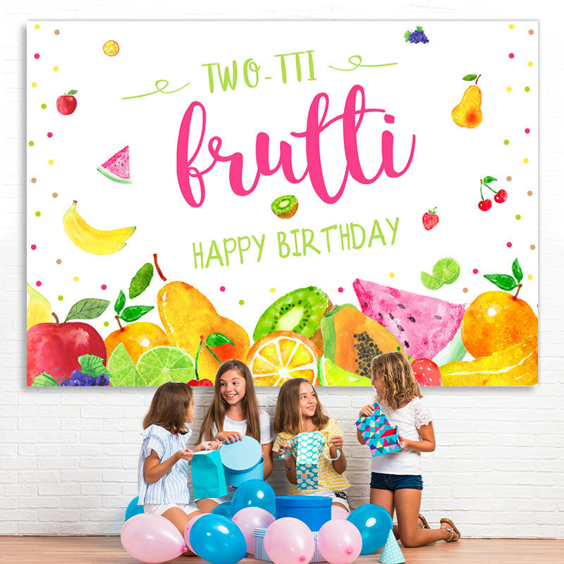 Lofaris Colored Fruits 2nd Happy Birthday Backdrop For Party