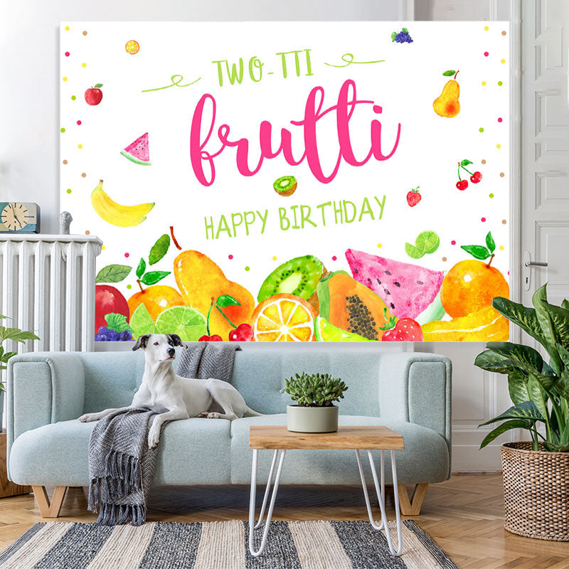Lofaris Colored Fruits 2nd Happy Birthday Backdrop For Party