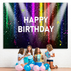 Lofaris Colored Light Glitter Bokeh Happy Birthday Backdrop