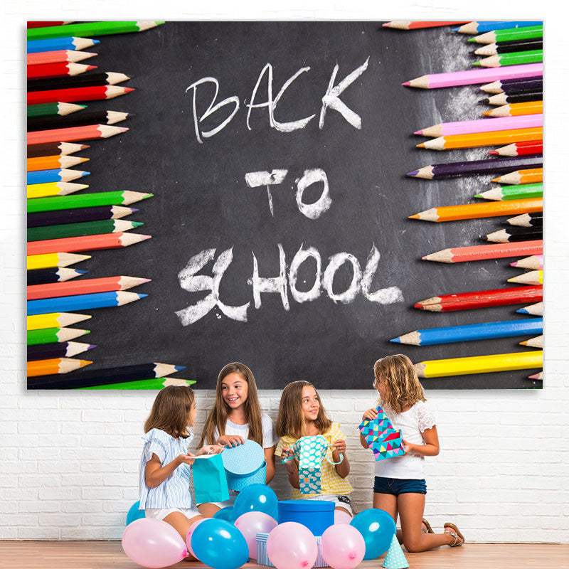Lofaris Colored pencil blackboard kids back to school backdrop