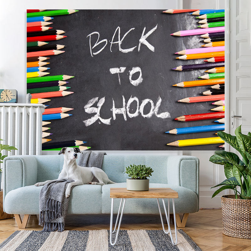 Lofaris Colored pencil blackboard kids back to school backdrop