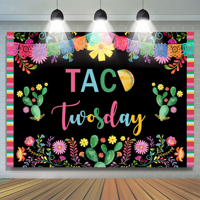 Lofaris Colored Plants With Black 2nd Birthday Party Backdrop