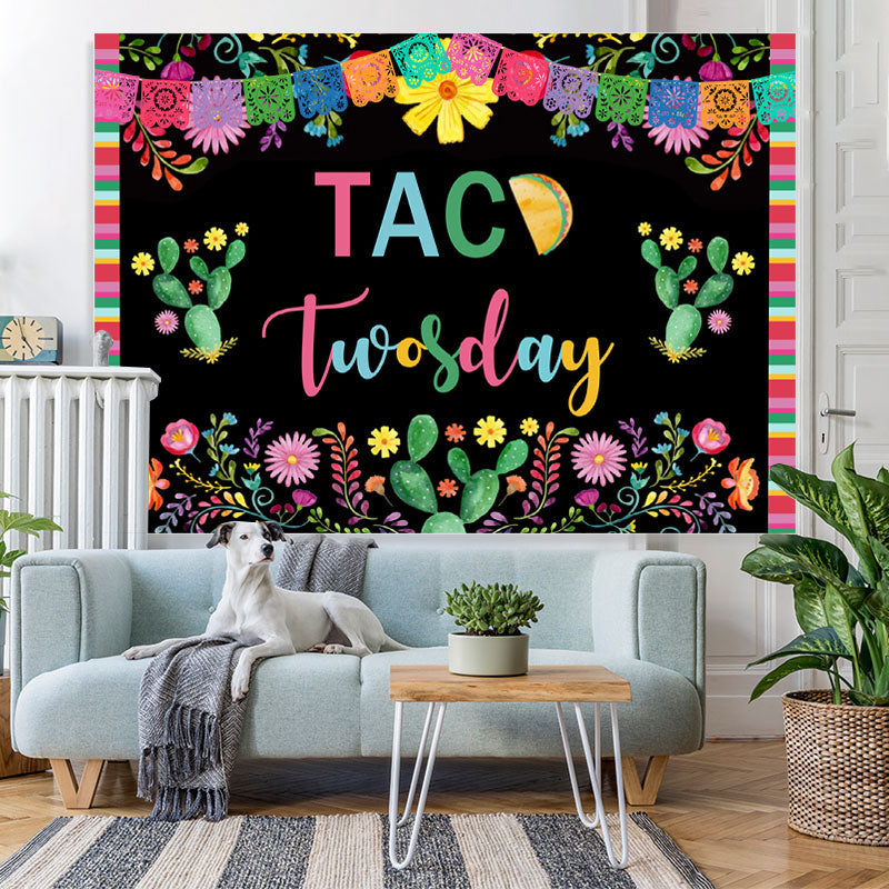 Lofaris Colored Plants With Black 2nd Birthday Party Backdrop